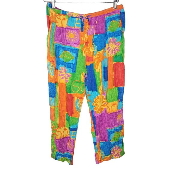 Jam's World XS Colorblock Colorful Sole Cropped Drawstring Women's Pants - Picture 1 of 7